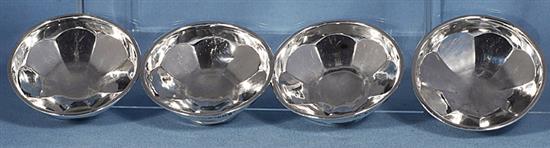 A set of four dessert/sundae dishes, by E. Druiff & Co, Diameter 86mm, weight 10.7oz/333grms